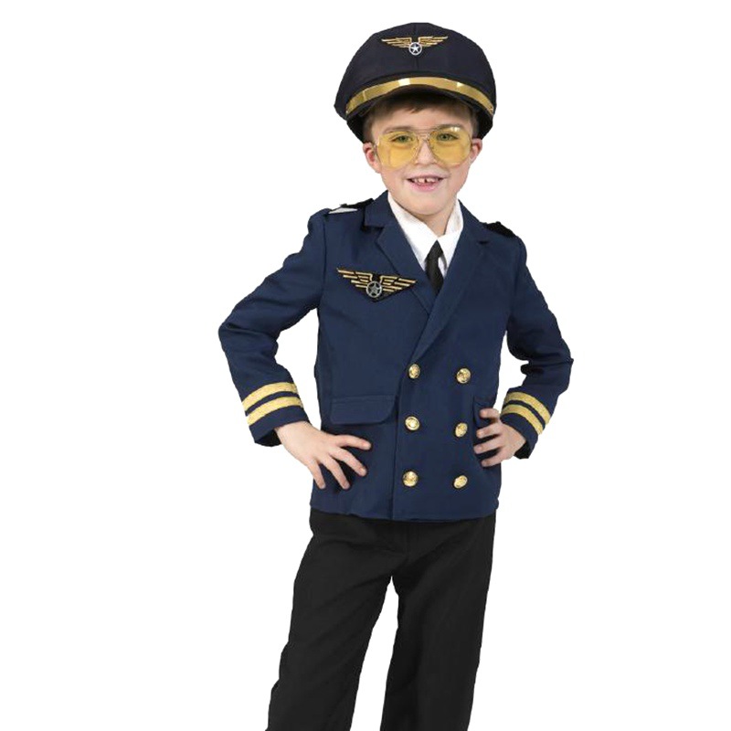 Kids Party Games - Children Halloween Costume Aircraft Captain's Uniform