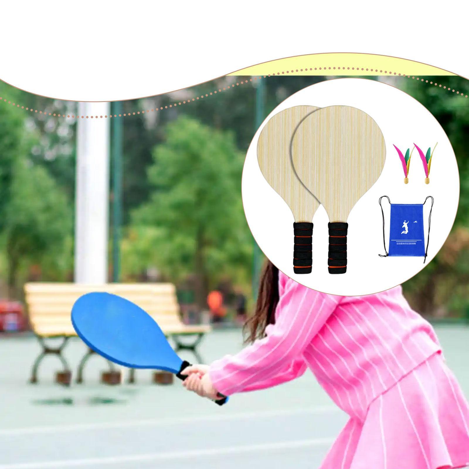 Badminton Set Garden - 2 Pieces Wood Badminton Paddle Set
