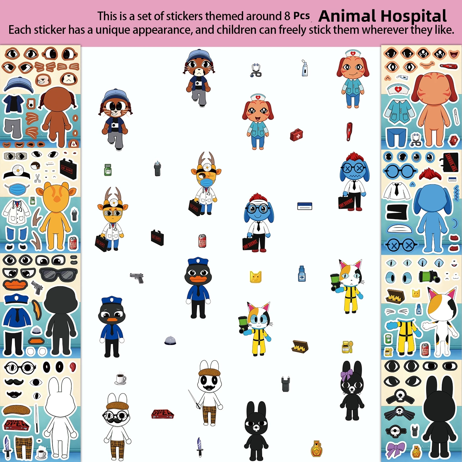 8Pcs/Set Animal Hospital Puzzl - Kids Party Games review and price