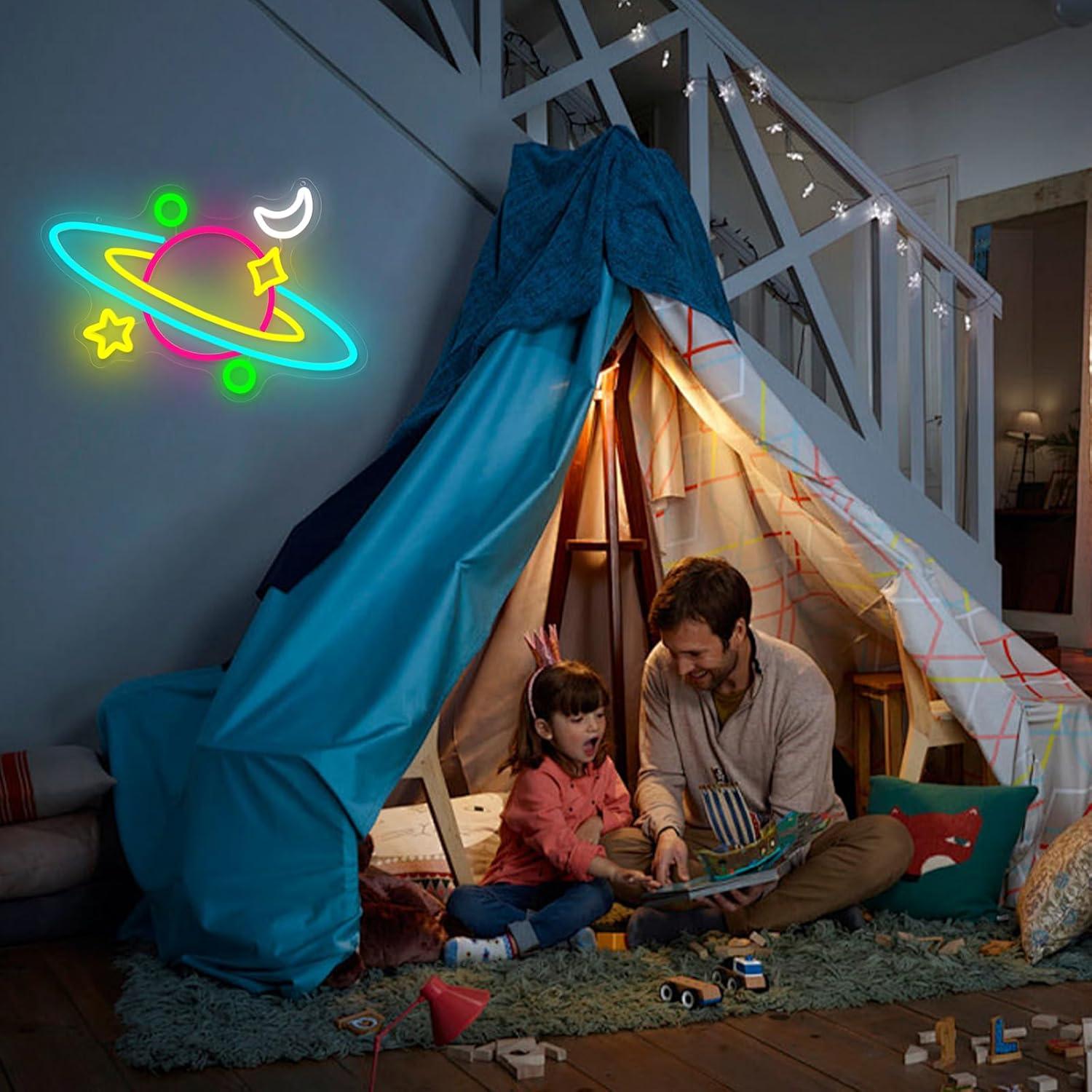 Planet Saturn Neon Sign USB Di - Kids Party Games review and price
