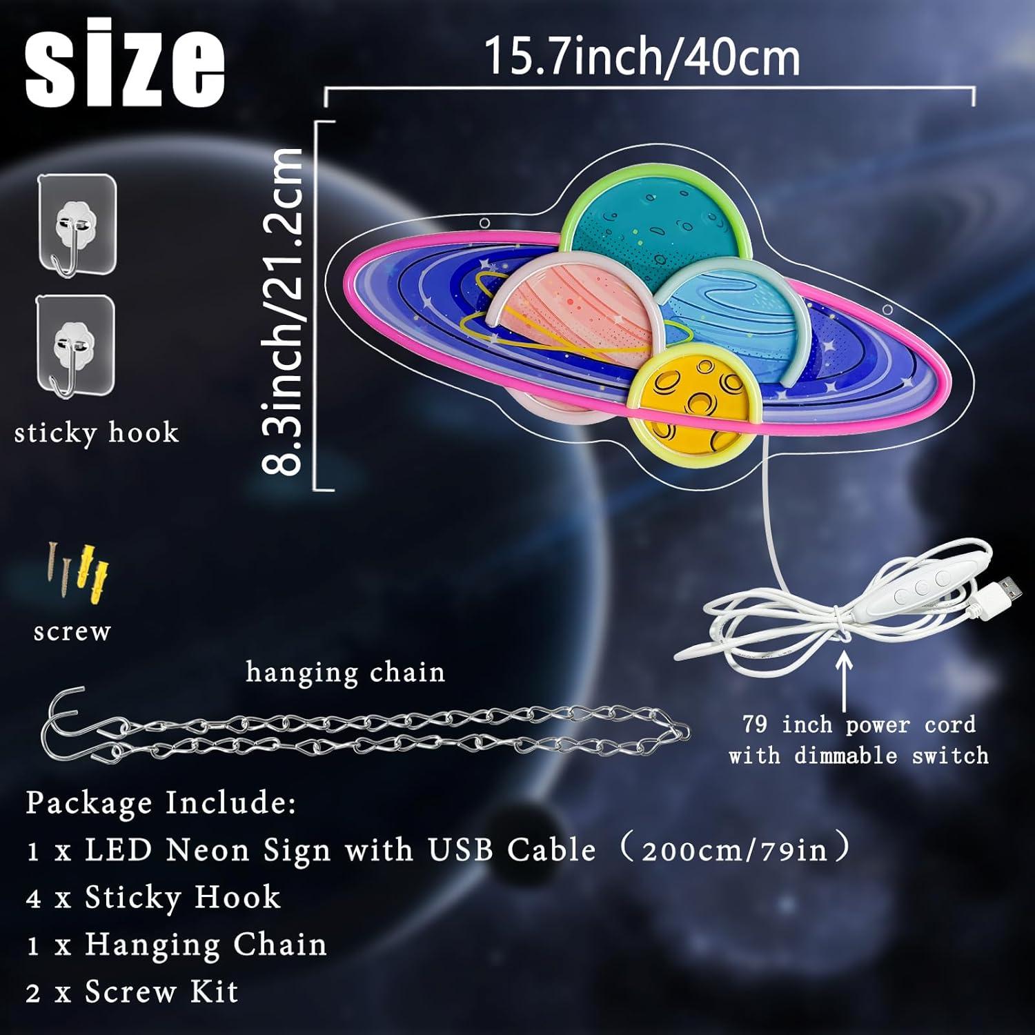 Planet Saturn Neon Sign USB Di - Kids Party Games review and price
